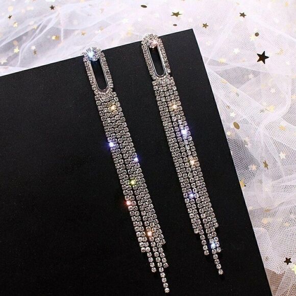 Beautiful Long Tassel Stud Earrings - Picture 2 of 2